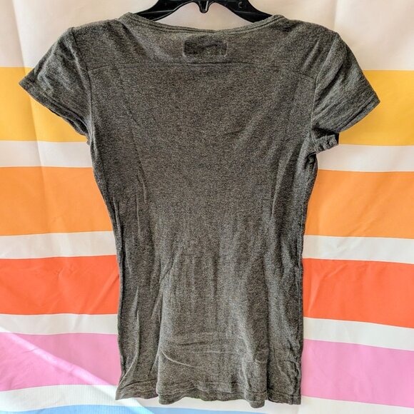 AllSaints Dark Grey Brown Scoop Neck Shirt Layering Worn Distressed Grunge 6 - Picture 2 of 11